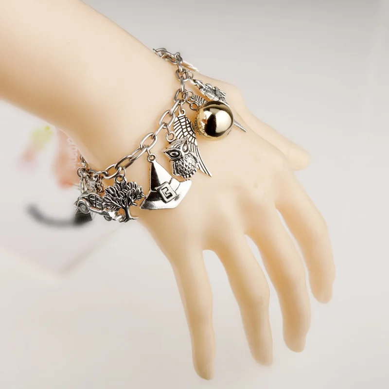 Harries Potters cosplay Wings charms Bracelet Snitch metal ball pendant necklace earring keychain props accessories fans gifts