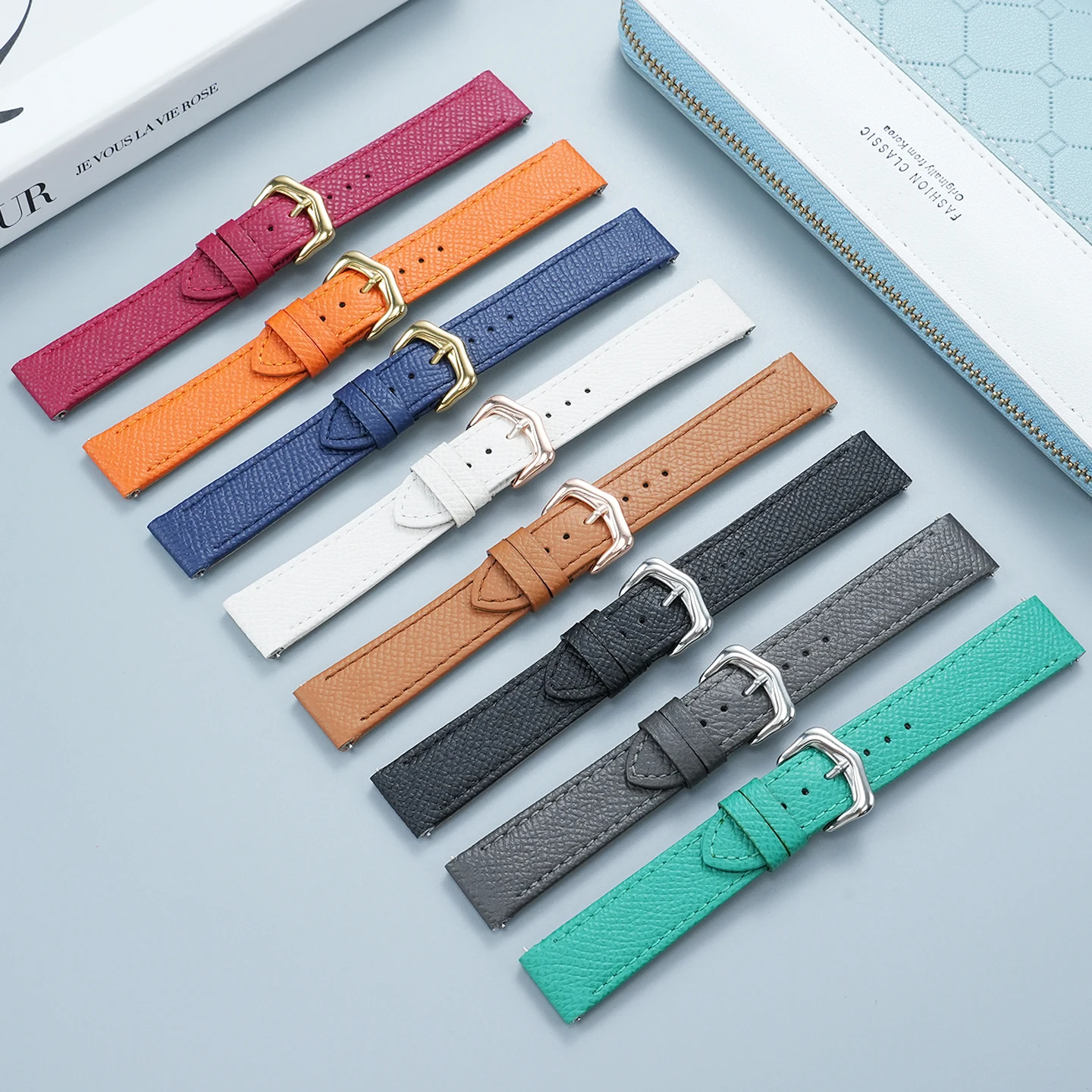 19mm new Santos Dumont quick release cowhide strap for Cartier Dumont L/M/S size palm print strap in 8 colors 15.5/17.5mm belt