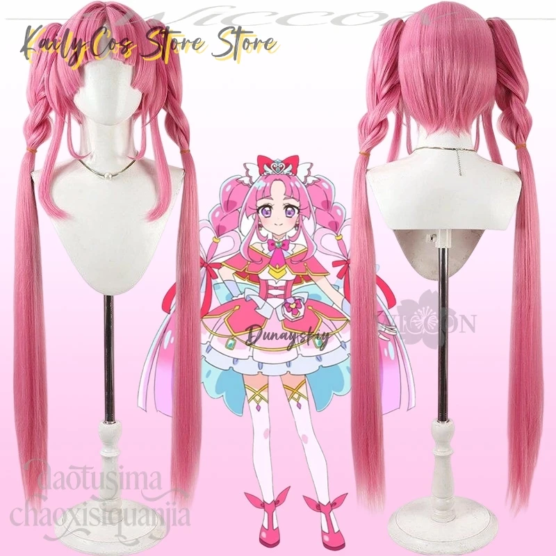 

Kobayashi Mirai Cure Mystique Pink Twin Ponytails Wigs Kawaii Synthetic Hair Halloween Cosplay Anime Star Detecticeee Precure!