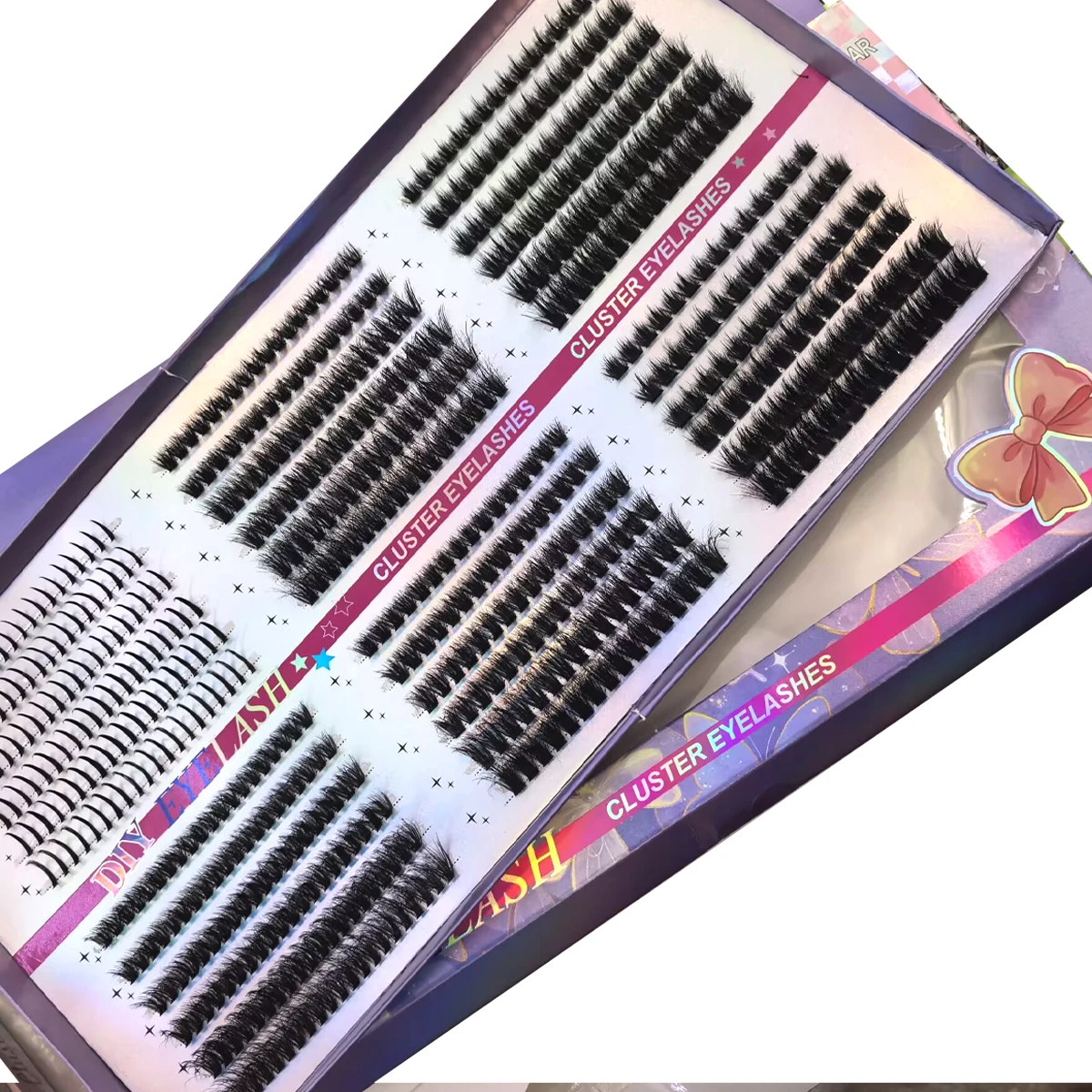 HBZGTLAD 36 rows Mix Fluffy Individual Lashes Clusters Extensions False Eyelash DIY at Home Cluster Makeup Eyelash Tools