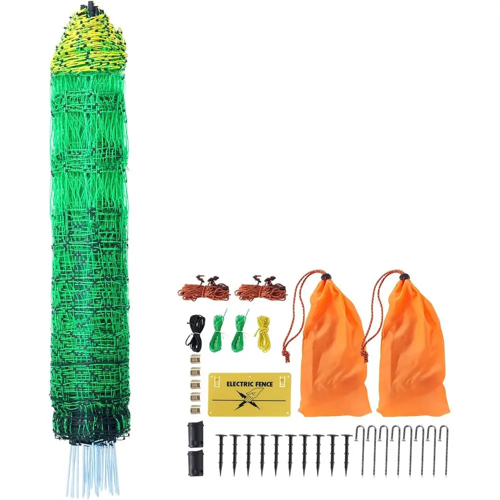 

Electric Poultry Netting, 48" H x 168' L, PE Net encing Kit with Posts & Double-Spiked Stakes, Utility Portable Mesh or Chickens
