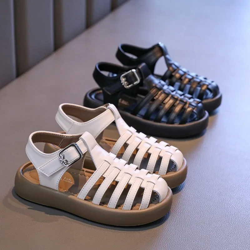 

Детские римские сандалии Лето 2026, пляжные сандалии для детей, плетеные сандалии с вырезами, повседневная обувь для малышей, модные уличные сандалии для девочек