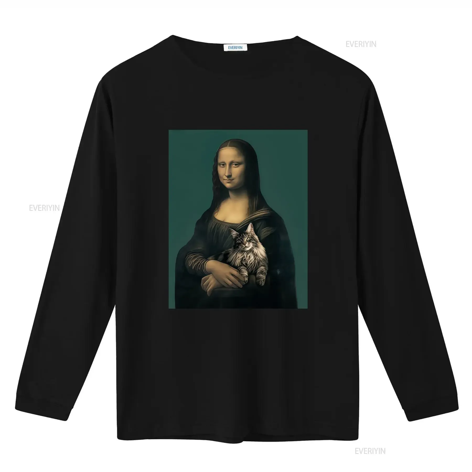 Mona Lisa Holding a Cat Lovers T Shirt Art Lover Unique Fashionable for Enthusiasts and Fans vintage Washed Slightly Stretched