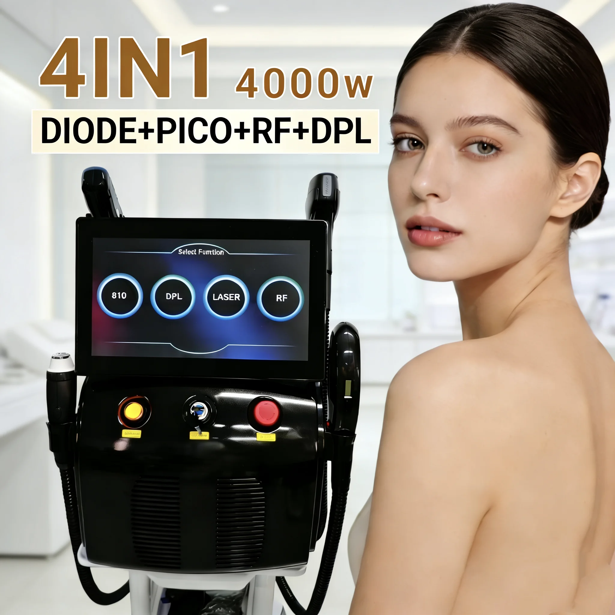 

Новейший профессиональный лазерный аппарат для удаления волос 4-в-1, 4000 Вт, безболезненный, 4 длины волны (755 нм/808 нм/940 нм/1064 нм) для домашнего и коммерческого использования