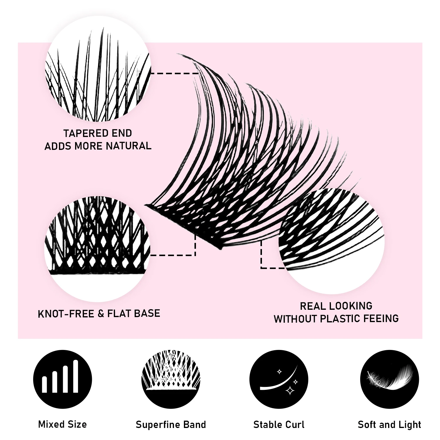 ABONNIE 30D/40D/60D/80D Mix C D Curl Bunches Individual Lash Extensions Clusters Lashes Soft Natural False Eyelashes