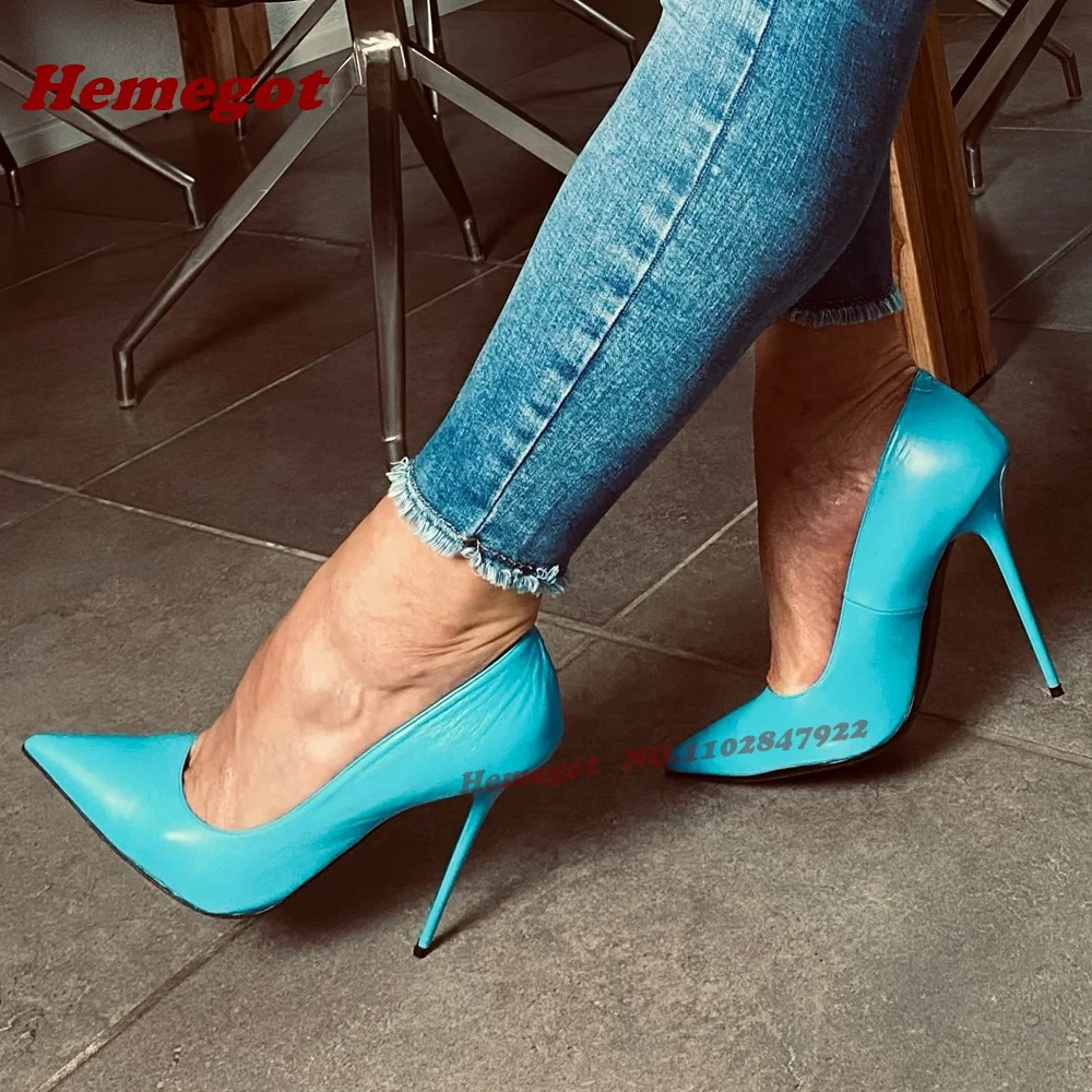 

Синие лакированные туфли-лодочки на мелком каблуке с блестящим острым носком, женские туфли-лодочки на шпильке, однотонные вечерние пикантные туфли на тонком каблуке, новинка 2023 года, лето
