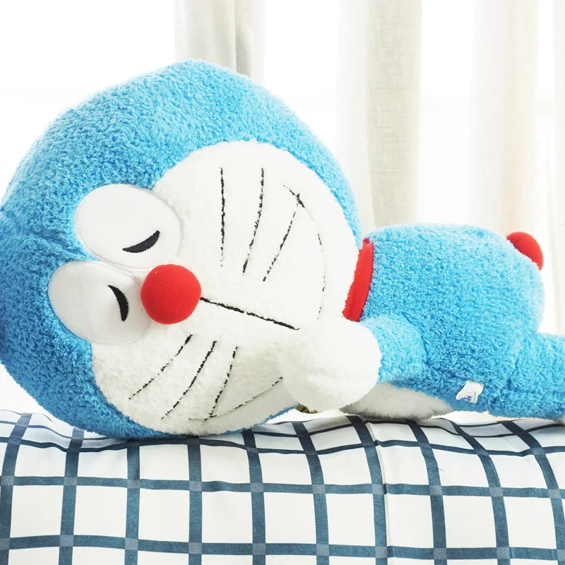 Lying‑Down Sleeping Doraemon Stuffed Plush Doll, Soft Hug Pillow Toy Gift‑Box Packed Bed Ornament Birthday Gift for Anime Lovers