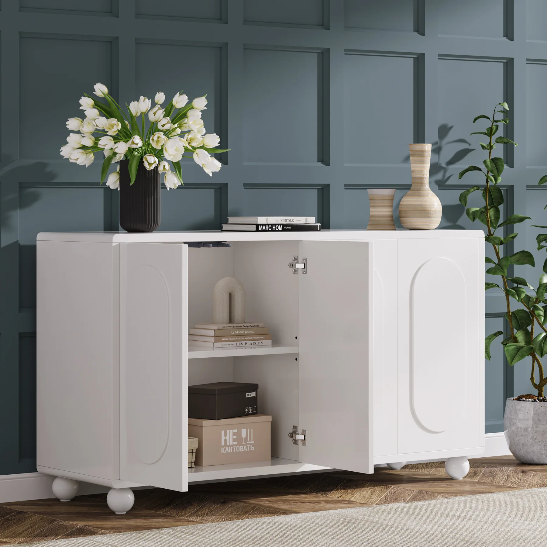 Sideboard room home office rental house glass Internet ce