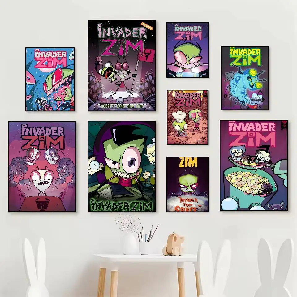 Animation I-Invader Z-ZIM Poster HD posters Self-adhesive waterproof ideal for living room bedroom bar decoration