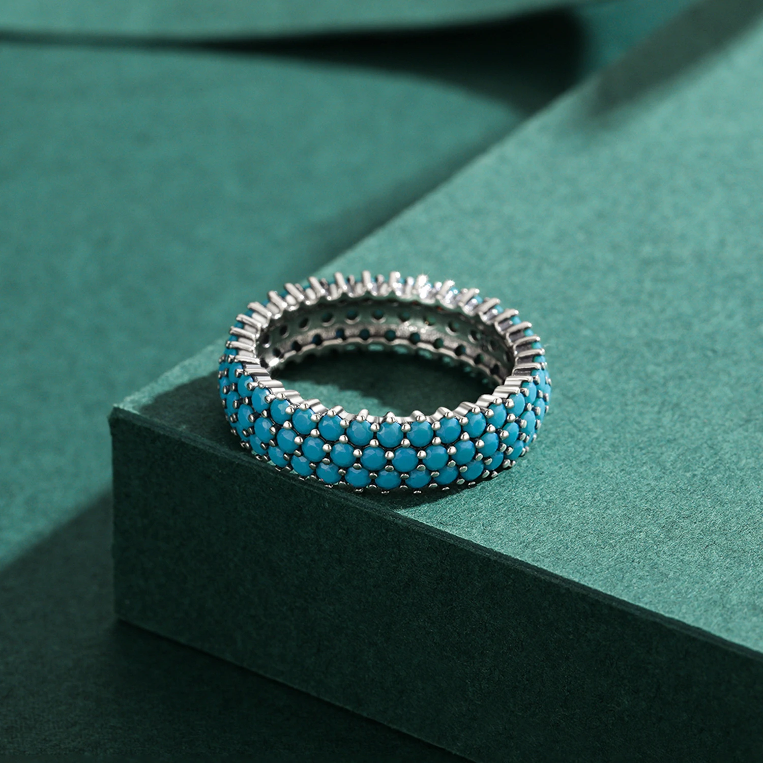 MODIAN Genuine 925 Sterling Silver Luxury Turquoise Finger Rings For Women Vintage Retro Bohemian Style Rings Fine Jewelry Anel
