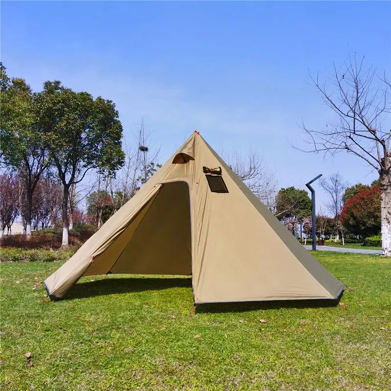 Imagem -05 - Barraca de Acampamento Pirâmide para Pessoas Impermeável Windproof Tenda de Fácil Configuração Leve Pyramid Teepee com Janela de Chaminé Quadrada e