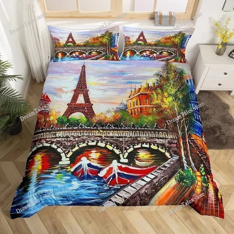 

Bridge Landscape Digital Printing Duvet Cover Set for Kids Boys Girls Polyester Bedding Set Double Single Size with Pillowcase
