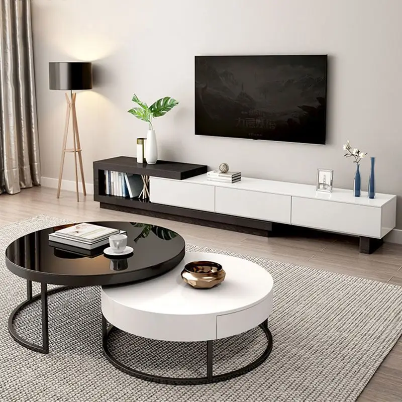 Simple design plywood interior Nordic stretchable large TV cabinet