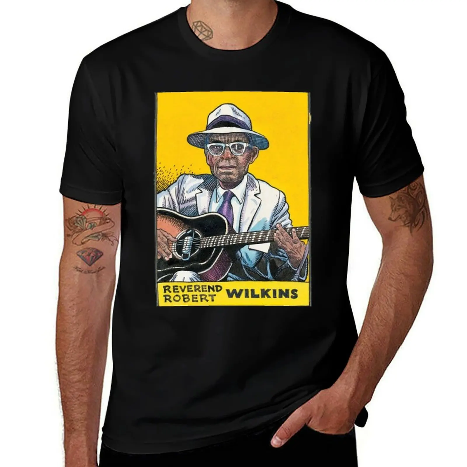 American Reverend Blues Robert Musician Wilkins T-Shirt Classic Print Short Sleeve Shirt T-Shirt