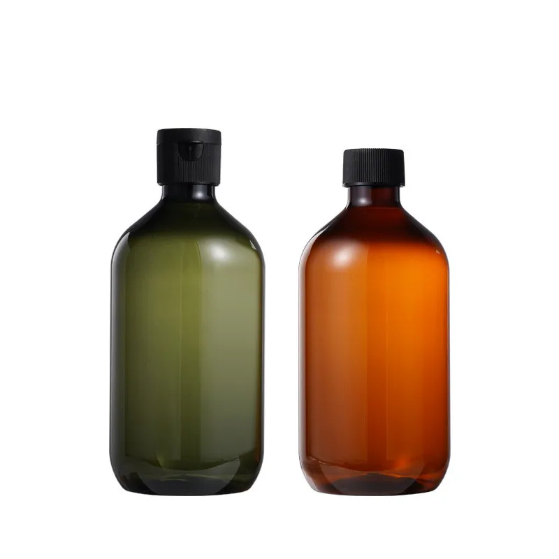 15pcs 300ml 500ml Green Brown Shampoo Refillable Bottles Container Plastic Liquid Shampoo Shower Gel Bottles Home Bath Supply