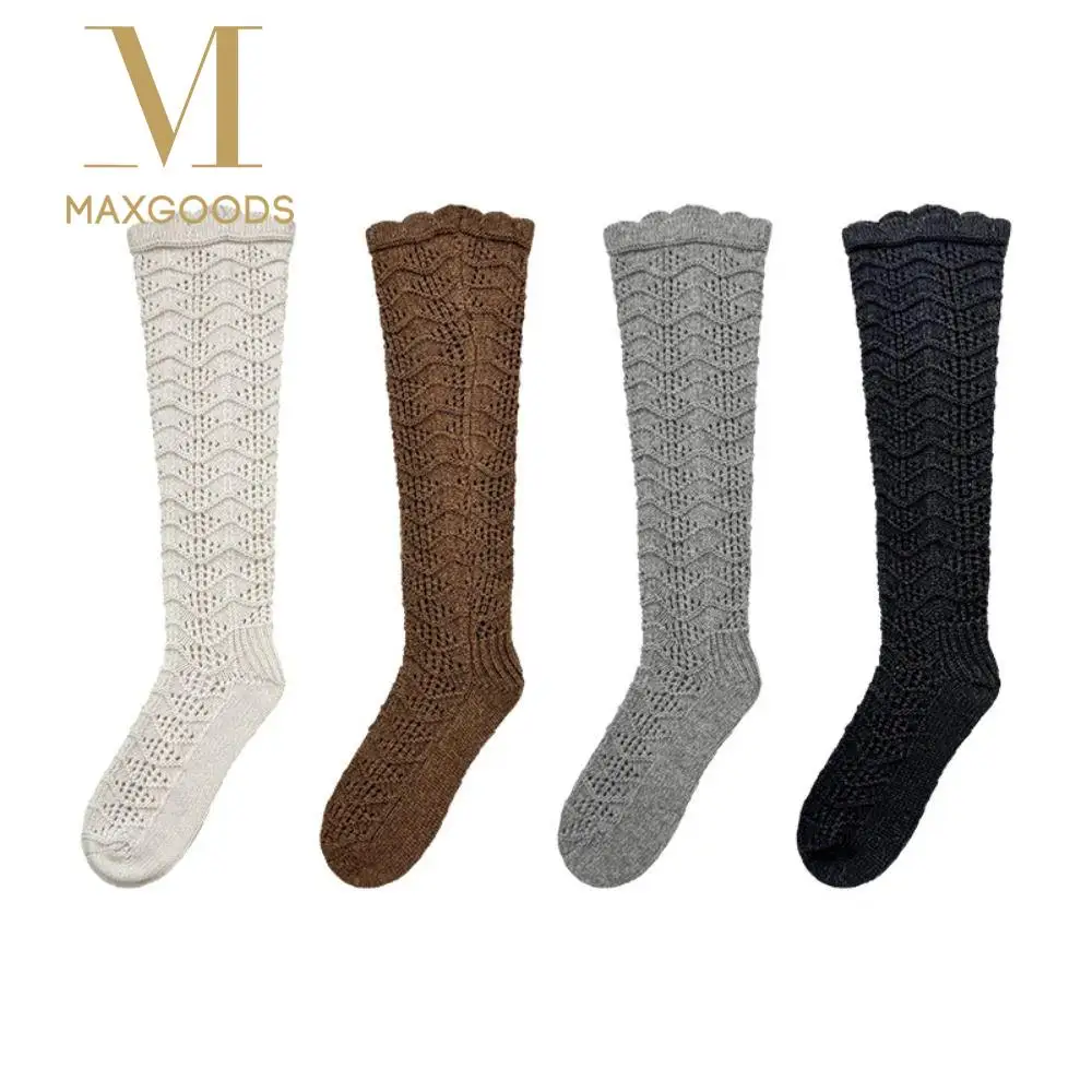 

New Knitted Hollow Calf Socks Breathable Harajuku Street Stacked Long Tube Socks Warmth Casual Mid Tube Socks Women Girls