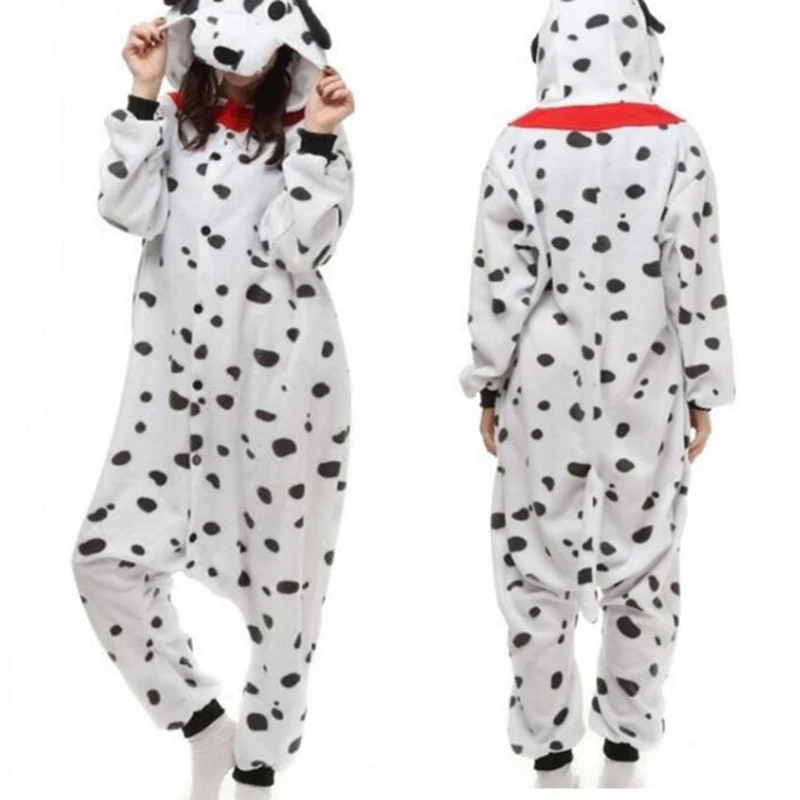 Pajamas Cruella 101 Dalmatians Hoodie Jumpsuit Home Dress Halloween Costume for Woman Adult Dog Cruella Cosplay Anime Festival