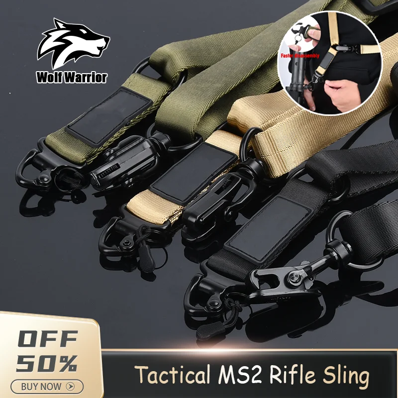 

Tactical MS2 Multi-Mission Rifle Sling With Patch 1/2 Point Adjust Belt Buckle Detachable rope strap Metal weapons equipment