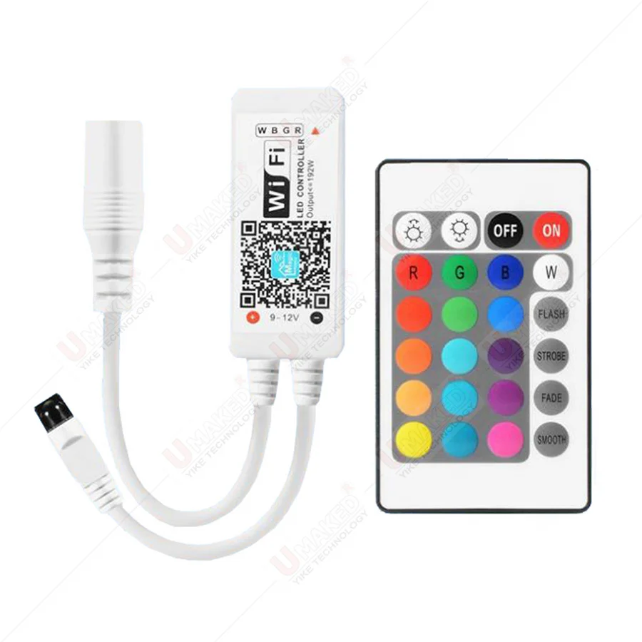 

Контроллер светодиодной ленты RGB WIFI DC 5-24V APP Светодиодный контроллер 24-клавишный интеллектуальный пульт дистанционного управления ИК для RGBW Strip Light TV Подсветка 5-контактный