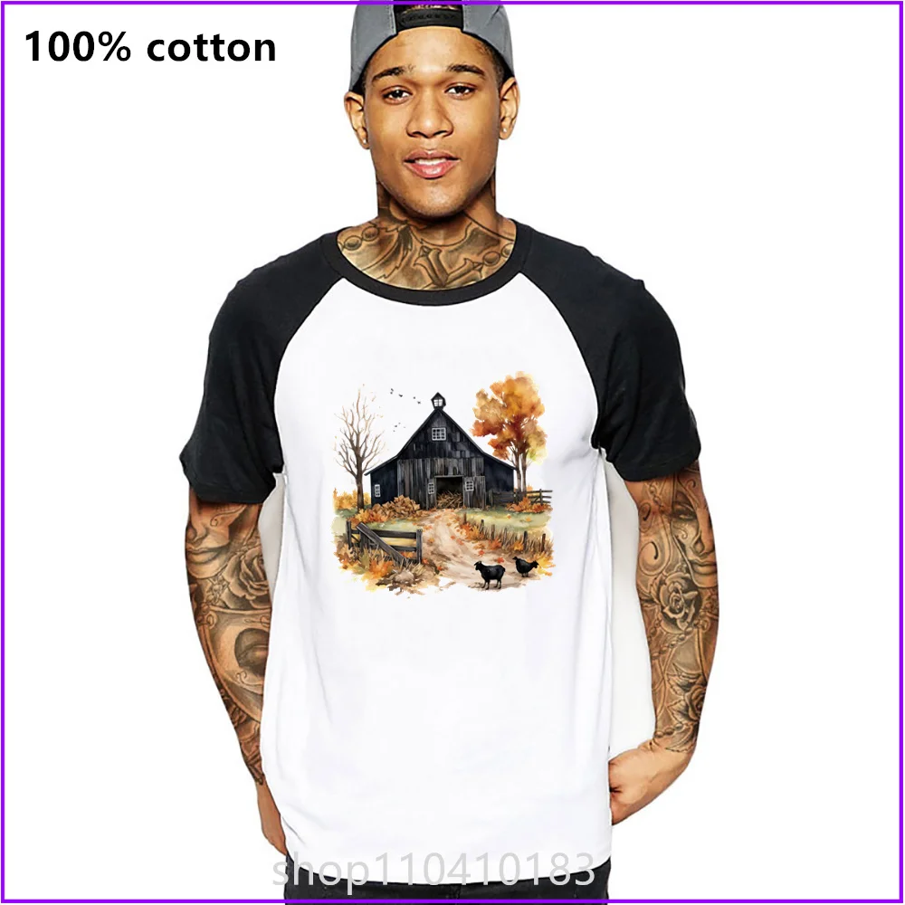 A Country Road With A Black House And Trees In The Fall T Shirts For Men'S Women Tshirt T-Shirt Manufacturers Custom Sports Shor