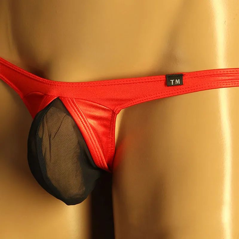 Men briefs ice silk thin silky middle pouch bag mesh transparent high elastic sexy breathable U convex large pouch gay underwear