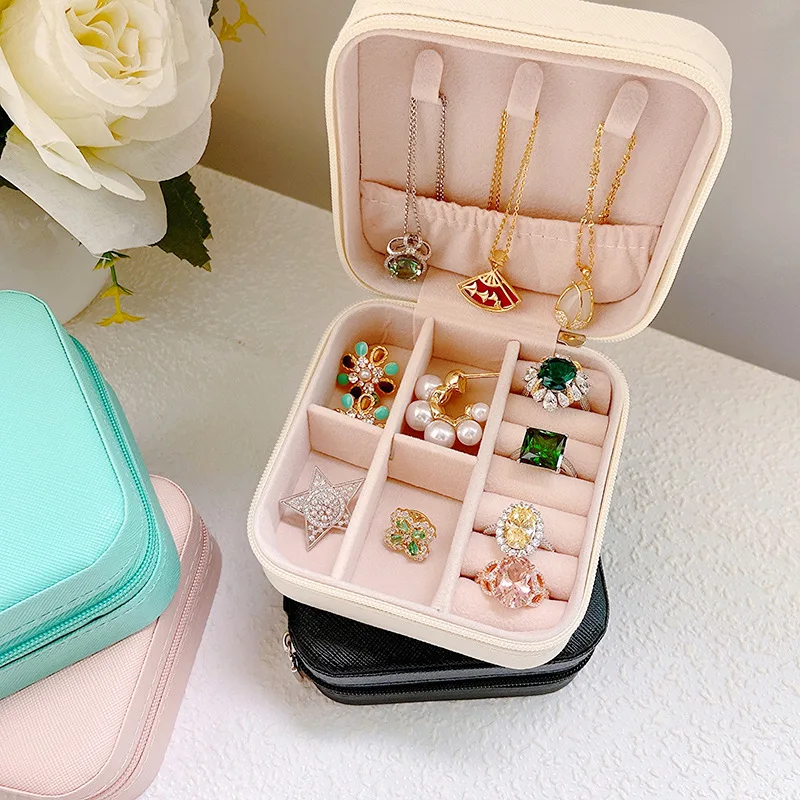 

Jewelry Organizer Display Travel Jewelry Case Boxes Portable Jewelry Box Leather Storage Joyeros Organizador De Joyas