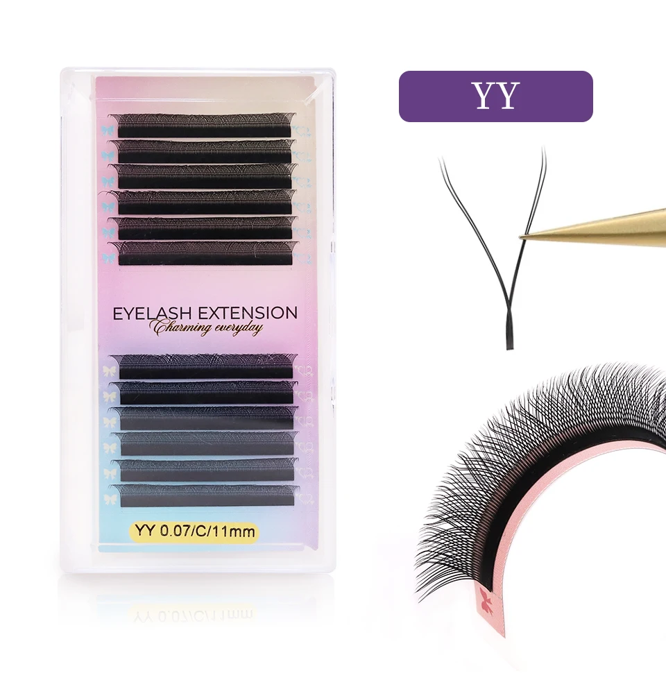 NEU Braune 3D Fairy Wimpernverlängerung, Braune 4D W-förmige Wimpern, Vorgefertigte Fächerwimpern, 5D Kleeblatt-Wimpern, Handgewebte 3D Spike Kleeblatt-Wimpern – Detail 22