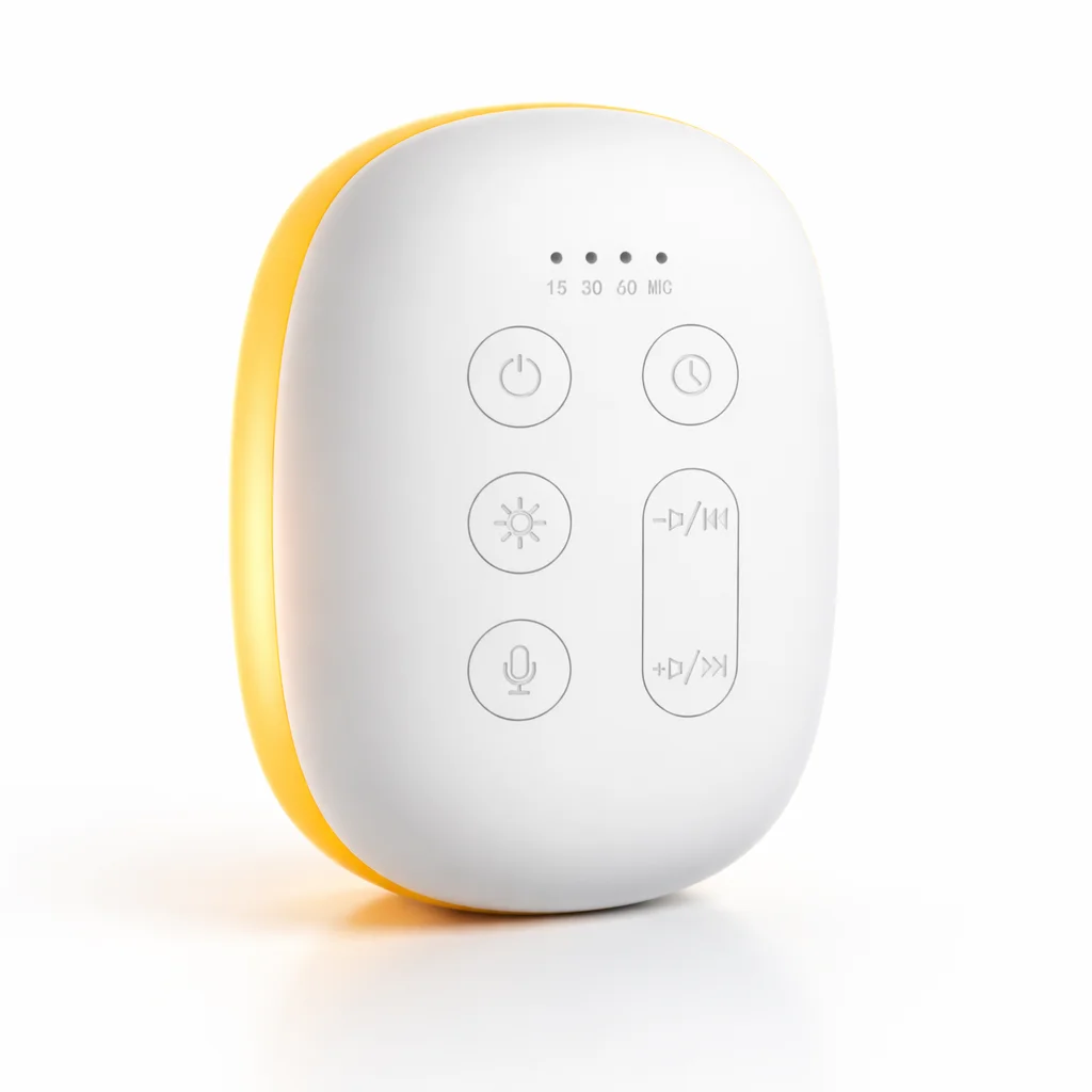Portable White Noise Machine with Night Light, 24 Sounds, 3 Color Modes, USB-C Rechargeable, 15/30/60 Min Timer