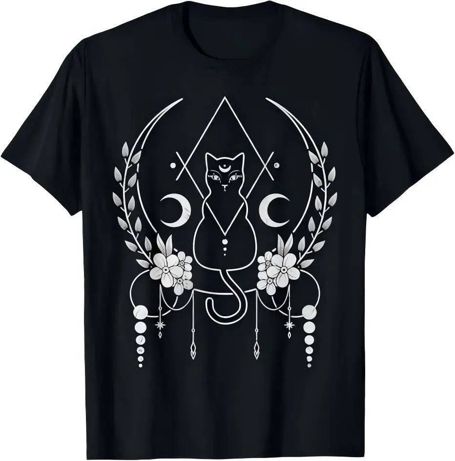 

Cat with Mystic Signs, Astrology, Floral T-Shirt