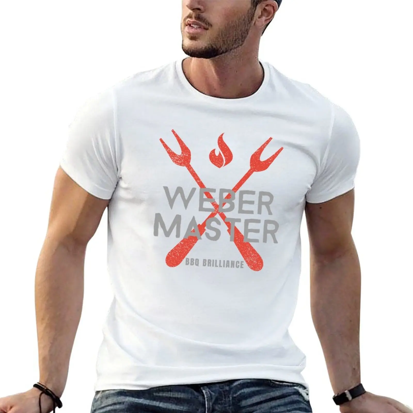 Weber Master - T-shirt BBQ Brilliance, t-shirts imprimés personnalisés pour homme, t-shirts en coton coupe ajustée, t-shirt de haute qualité