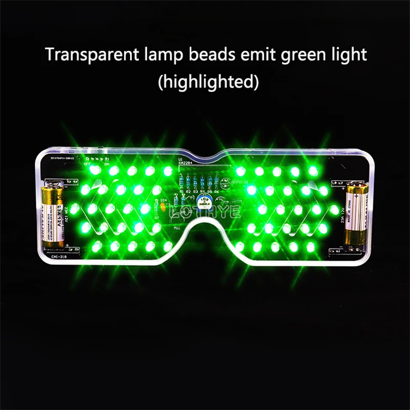 Voice Activated LED Light Emitting Glasses Making Kit Light-emitting Diode Flashing Light DIY Electronic Kit Soldering Assembly