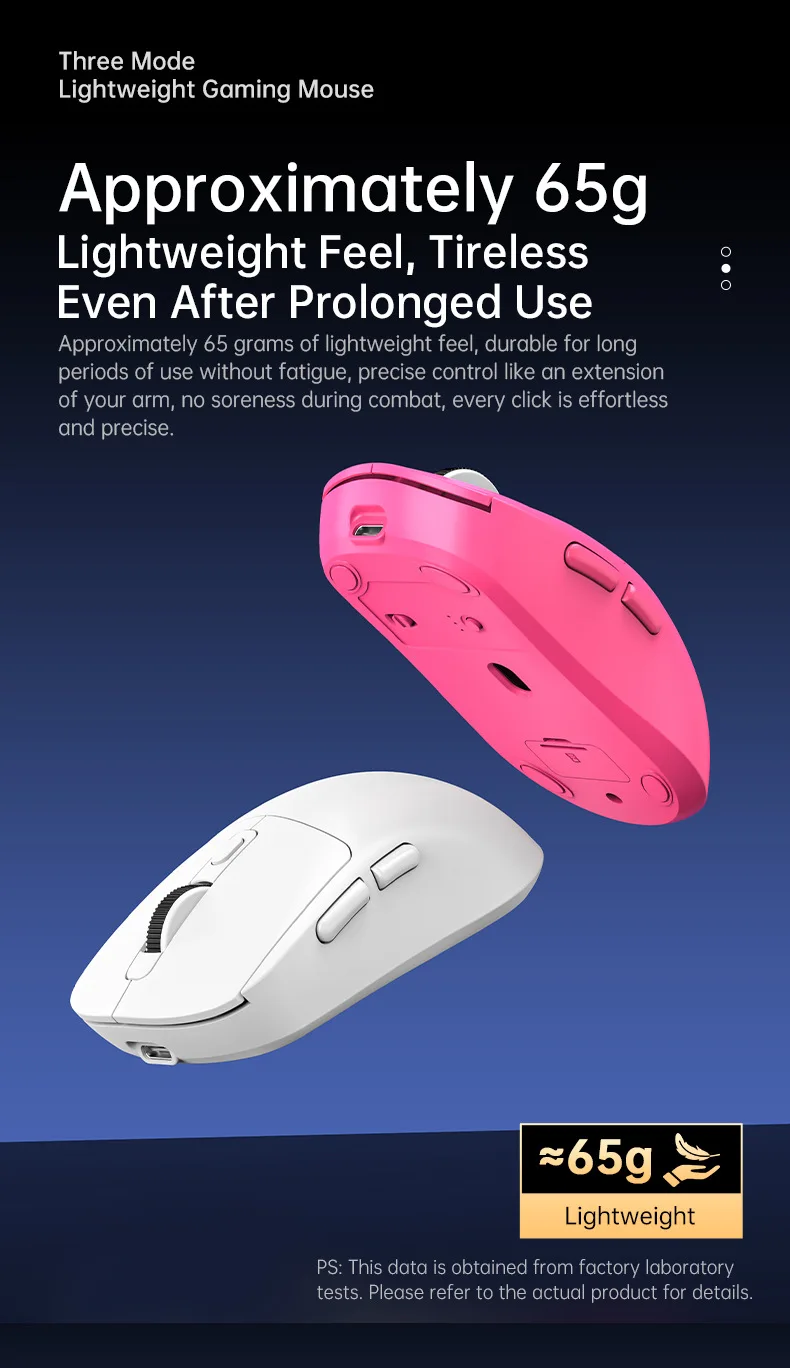 KEBIDUMEI Kabelgebundene/2,4 GHz/BT kabellose Gaming-Maus, 8000 DPI, 6 Stummschalttasten, wiederaufladbare Maus, leichtes Design, Mäuse für Bürospiele – Detail 9