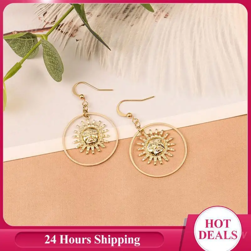 Women's Earrings Fashion Appearance Cold Wind Unique Elegant Earrings Moon Earrings Fashion Popular Oval Earrings Bright Color