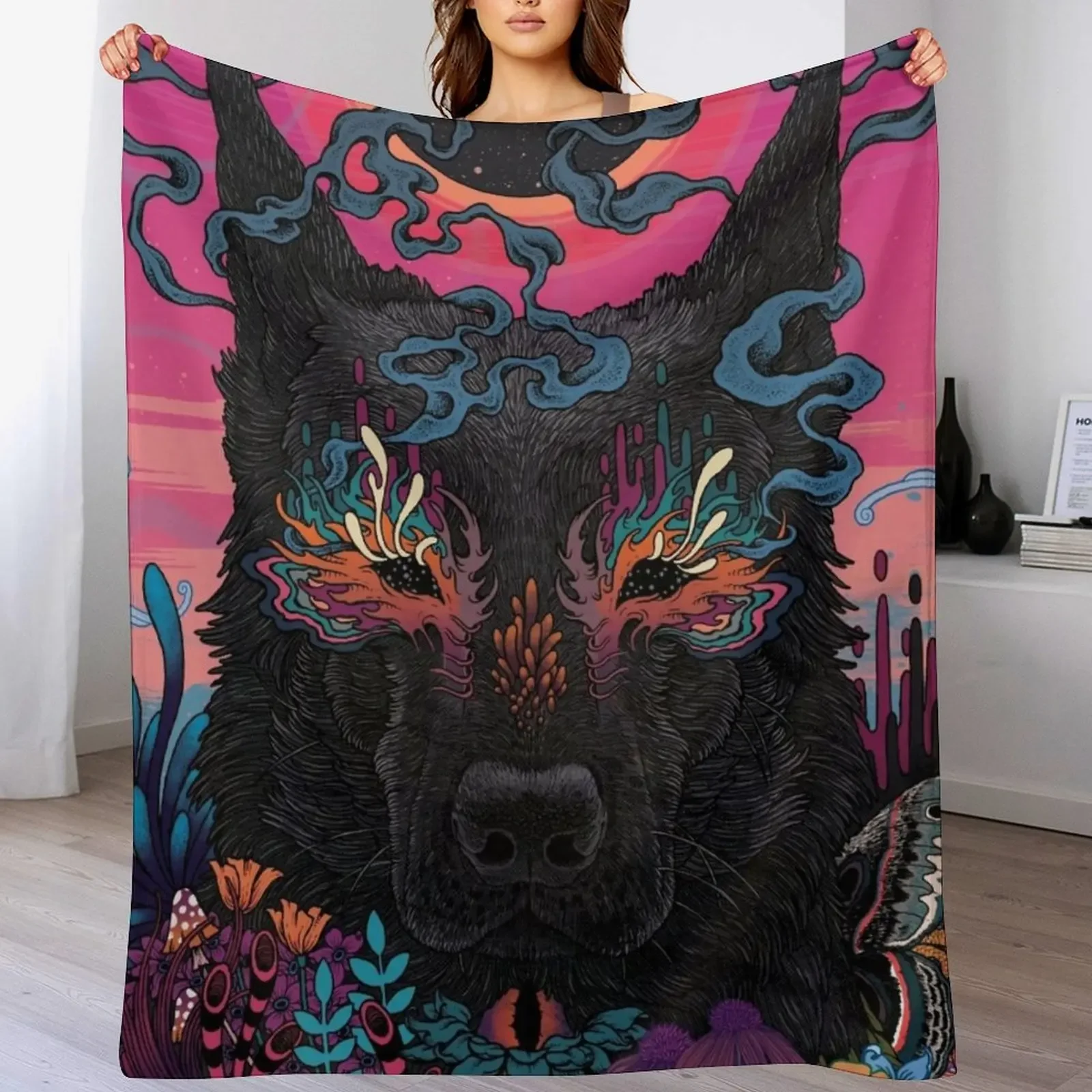 

New Black Eyed Dog Throw Blanket Flannel Fleece Soft Warm Throw Blanket