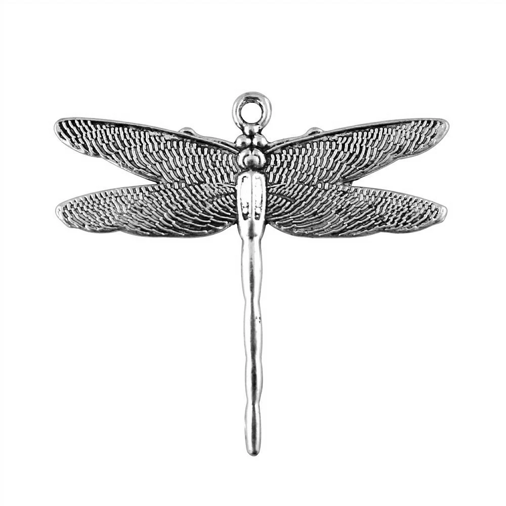 WYSIWYG 3pcs 43x47mm Pendant Dragonfly Dragonfly Charm Pendants For Jewelry Making Antique Silver Color Dragonfly Pendants