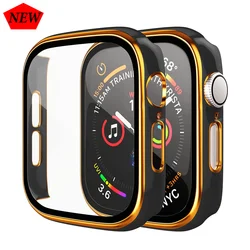 Verre + couvercle pour boîtier Apple Watch, protection d'écran trempée, accessoires, 45mm 41mm 44mm 40mm, iWatch série 7 8 SE 6 5 4