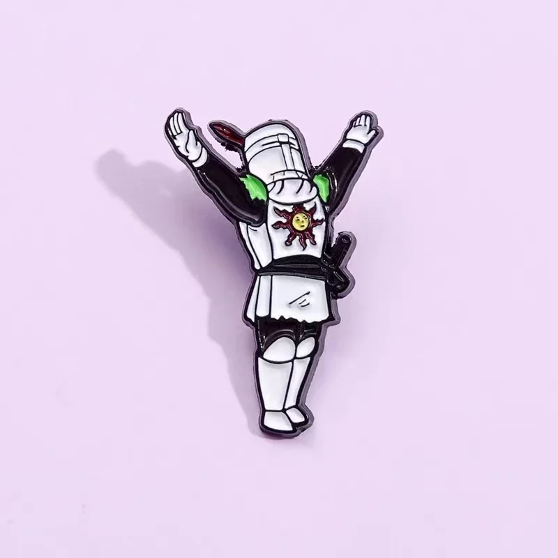 Dark Souls Game Enamel Pin Sun Knight Solaire Warrior Praise Sun Brooch Backpack Lapel Badge Decoration Jewelry Gift For Friends