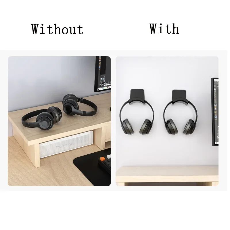 Headphones Stand Wall Mount Hanger Under Desk Headset Rack Holder Support Without Punching Headset Display Stand Bracket