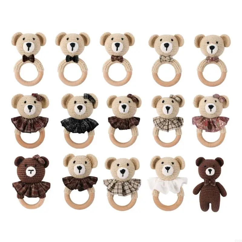 090B Sinos mão Brinquedos chocolate para bebês Cadeirado desenho animado animal sensorial brinquedo recém -nascidos para