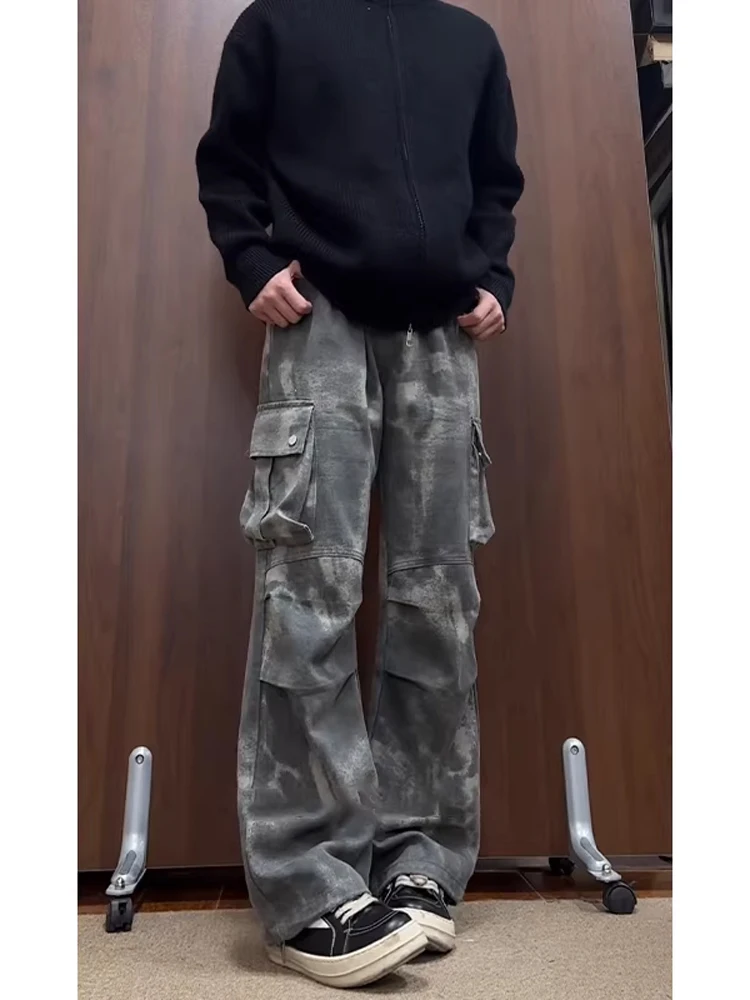 

Мужские джинсы-клеш American Dyed Camouflage Dir от модного бренда Haome: повседневные брюки в уличном стиле для работы и отдыха