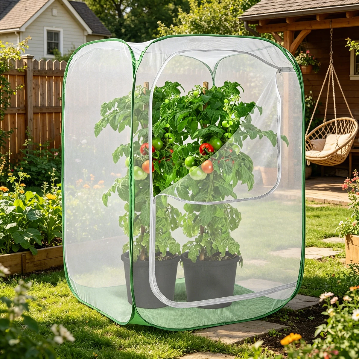 Pop-up zusammenklappbare Insektennetz-Pflanzenabdeckung für den Innenbereich, Topf, Gemüsegartenbedarf, Artikel für den Außenbereich, für Setzlinge, Zubehör, Gewächshaus