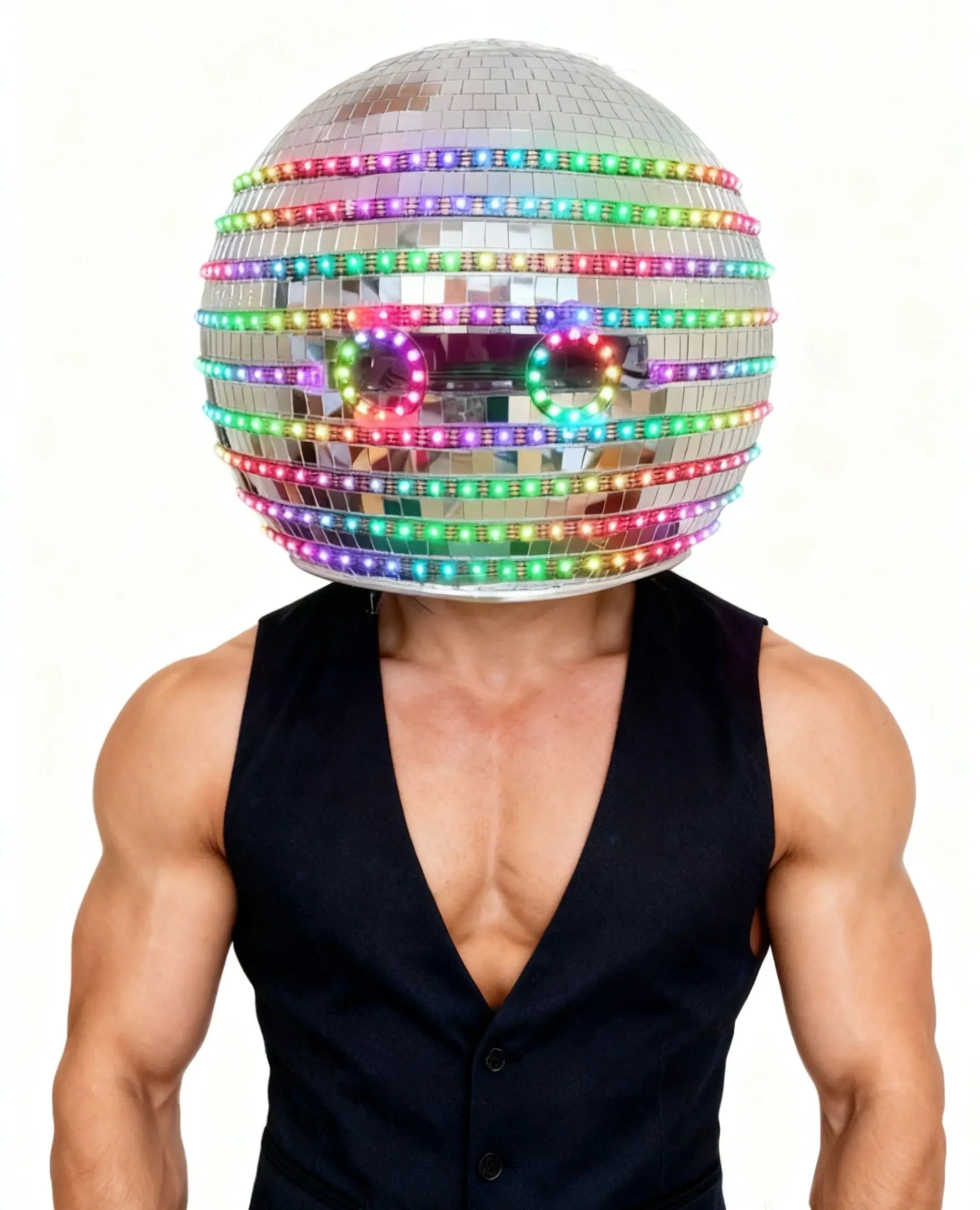 

LED Mirror Disco Ball Helmet – Sparkling Headwear for Parties, Weddings, Christmas, Clubs, KTV, DJ & Nightlife Events