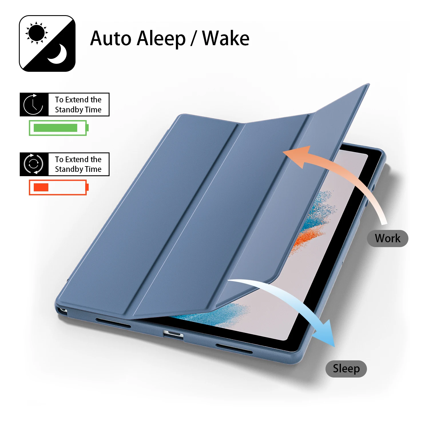 حافظة ثلاثية الطي لهاتف سامسونج جالاكسي تاب A8 2021 X205 X200 غطاء لوحي لهاتف سامسونج تاب A8 10.5 SM-X200 SM-X205 #4