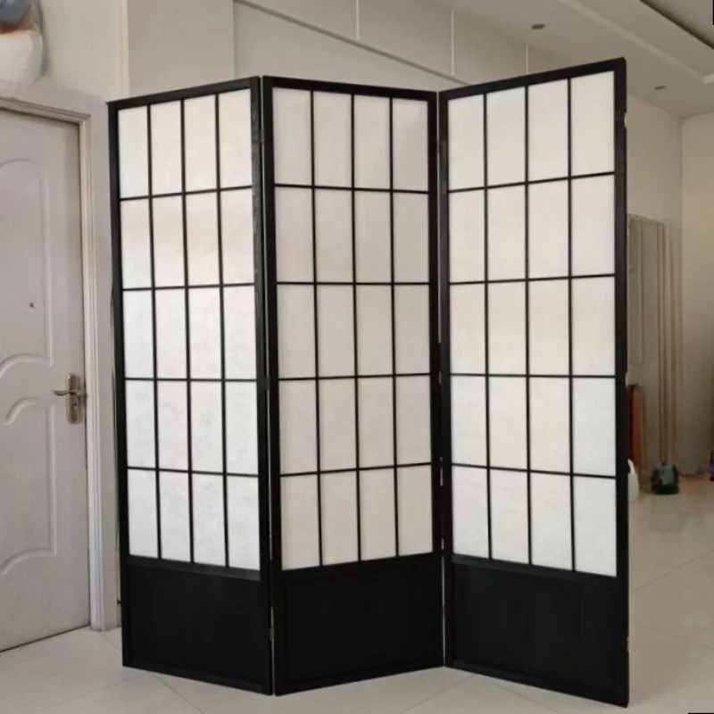 Partición de pantalla de estilo japonés de madera maciza, pantalla plegable móvil moderna y sencilla, respaldo de rejilla de alcanfor plegable para porche de sala de estar Zen