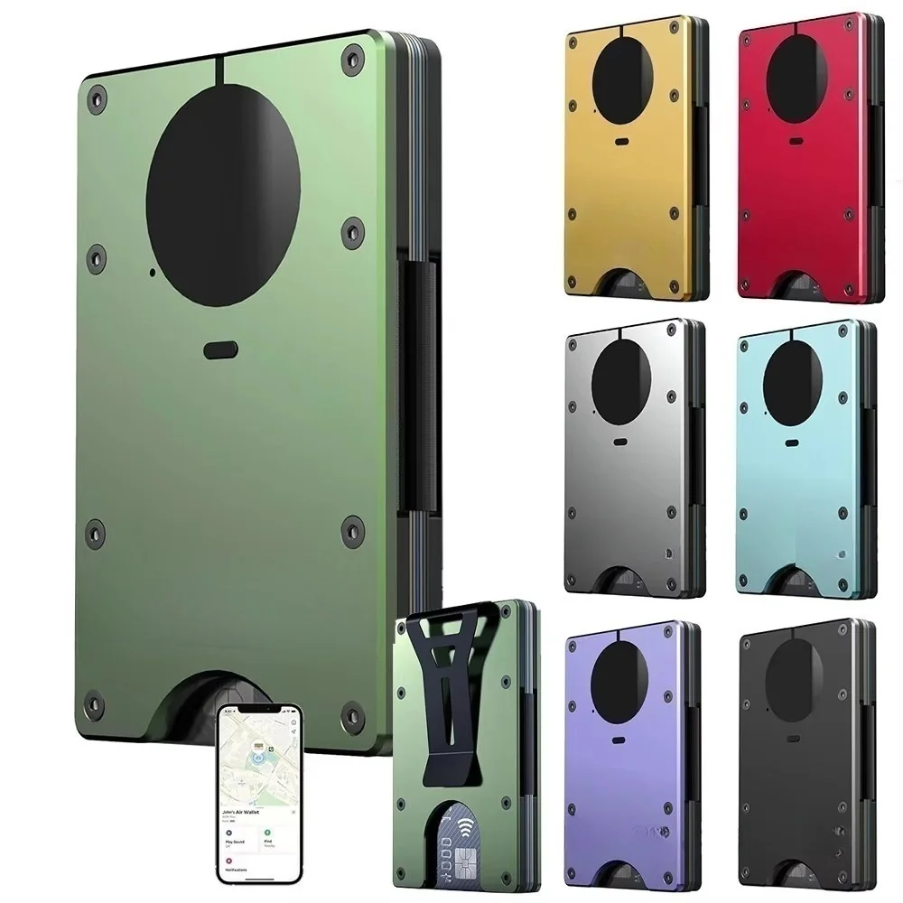 Smart Metal Wallet with Built-in Find My Tracker (iOS Only) RFID Blocking 12 Card Capacity Removable Cash Clip