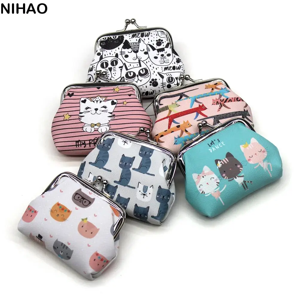 

Cute Cartoon Cat Small Pocket Handbags Clutch Money Bags Zero Wallet Keys Bags Coin Purses Mini Wallets