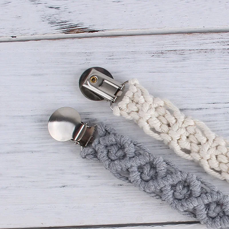 Kids Pacifier Clips Teether Anti-drop Rope Colorful Baby Pacifier Clip Knitted Crochet Cotton Pacifier Chain Dummy Nipple Holder