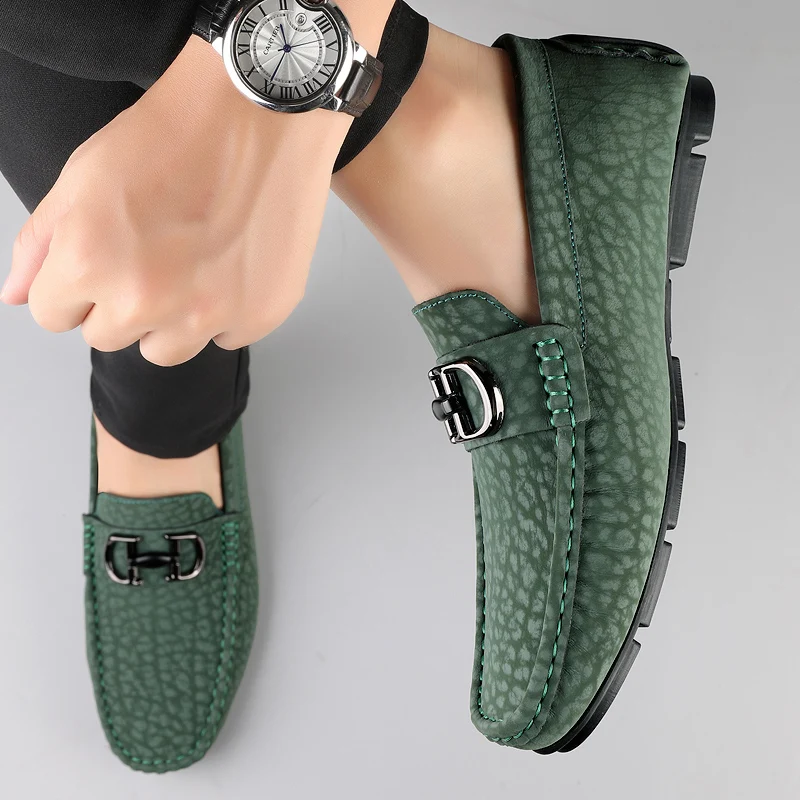 

High Quality Anti Slip Sole Men's Driving Shoes Fashion Design Low Cut Leather Loafers Brand Elegant Business Date Leather Shoes