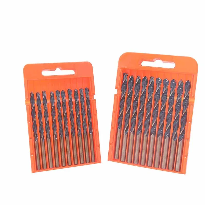 Broca revestida titanium de aço de alta velocidade da torção do diâmetro 3-14mm do diâmetro 3 dos pces broca reta da pata do bocado da mão amarelo e preto