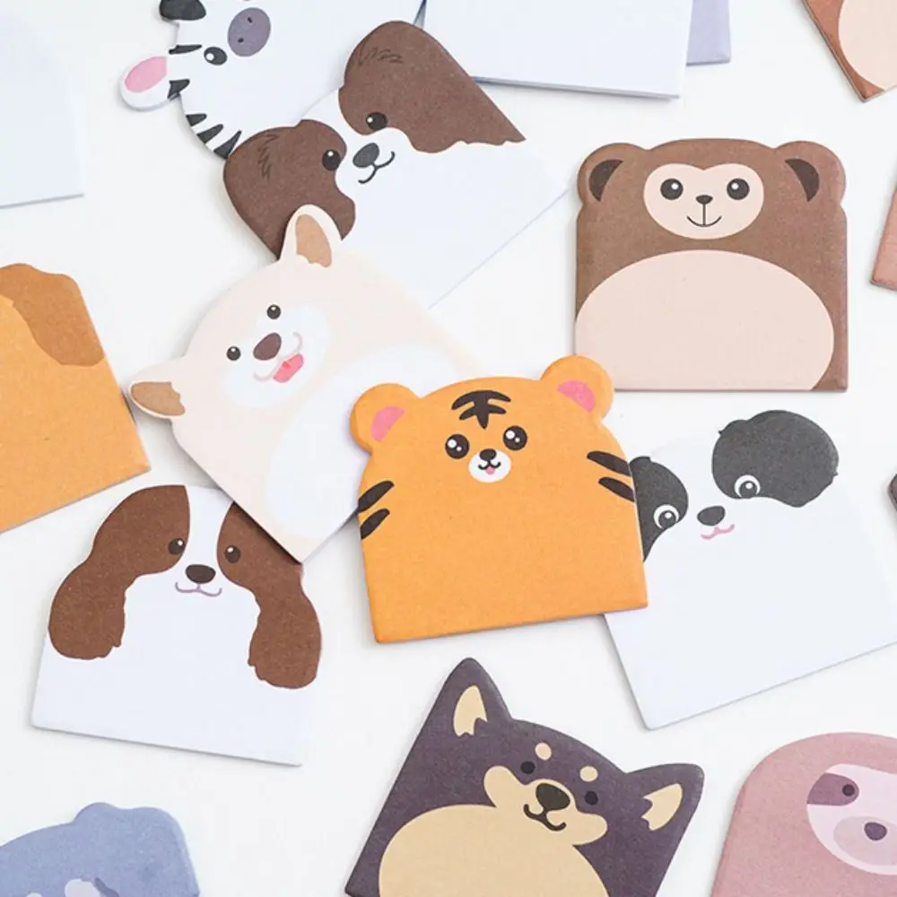 240cps Funny Cartoon Sticky Notes Dog Cat Animal Shaped Memo Pad Self-Adhesive Sticker Notepad Staff